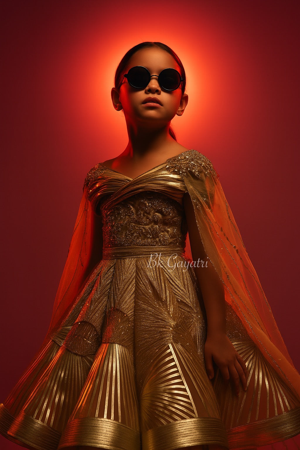 Dripping in gold metallic gown