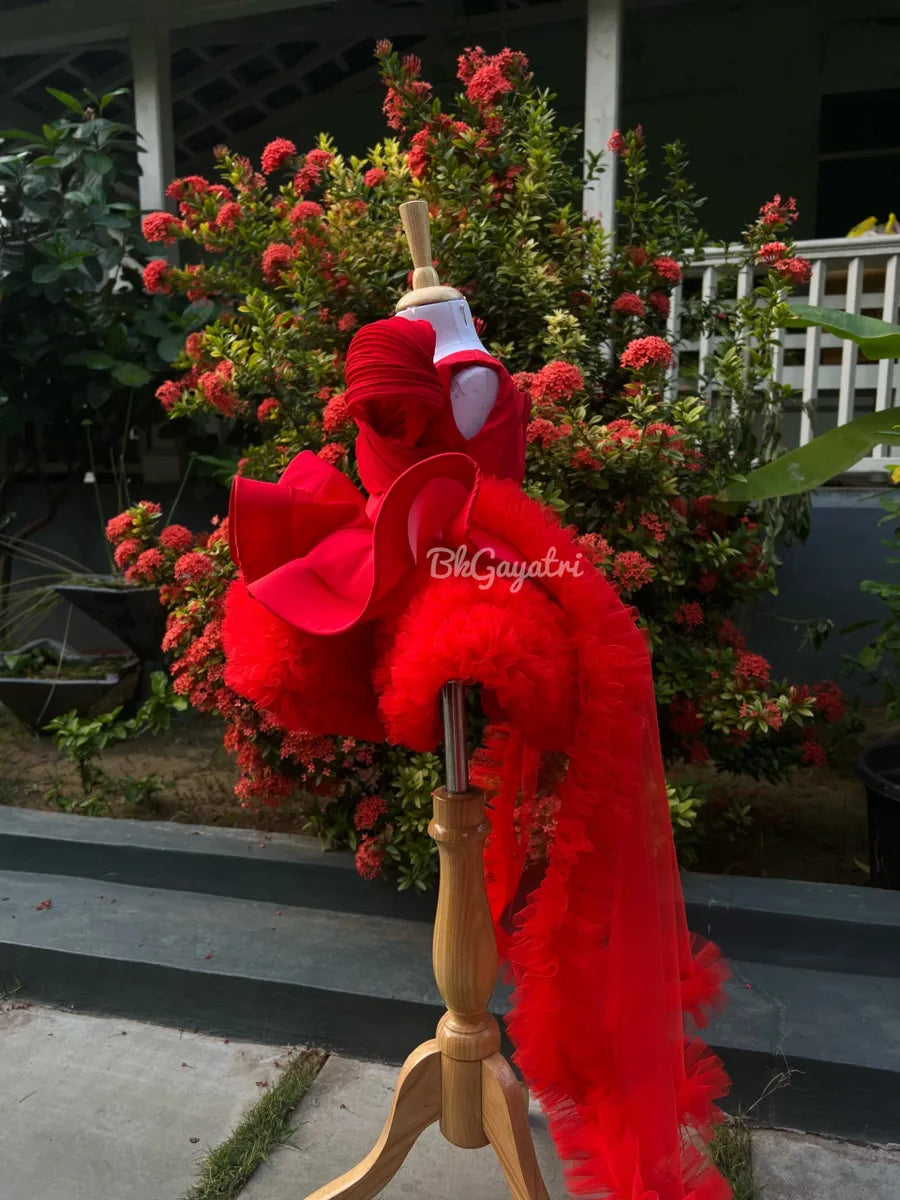 Structured knee length red dress - BK Gayatri Official