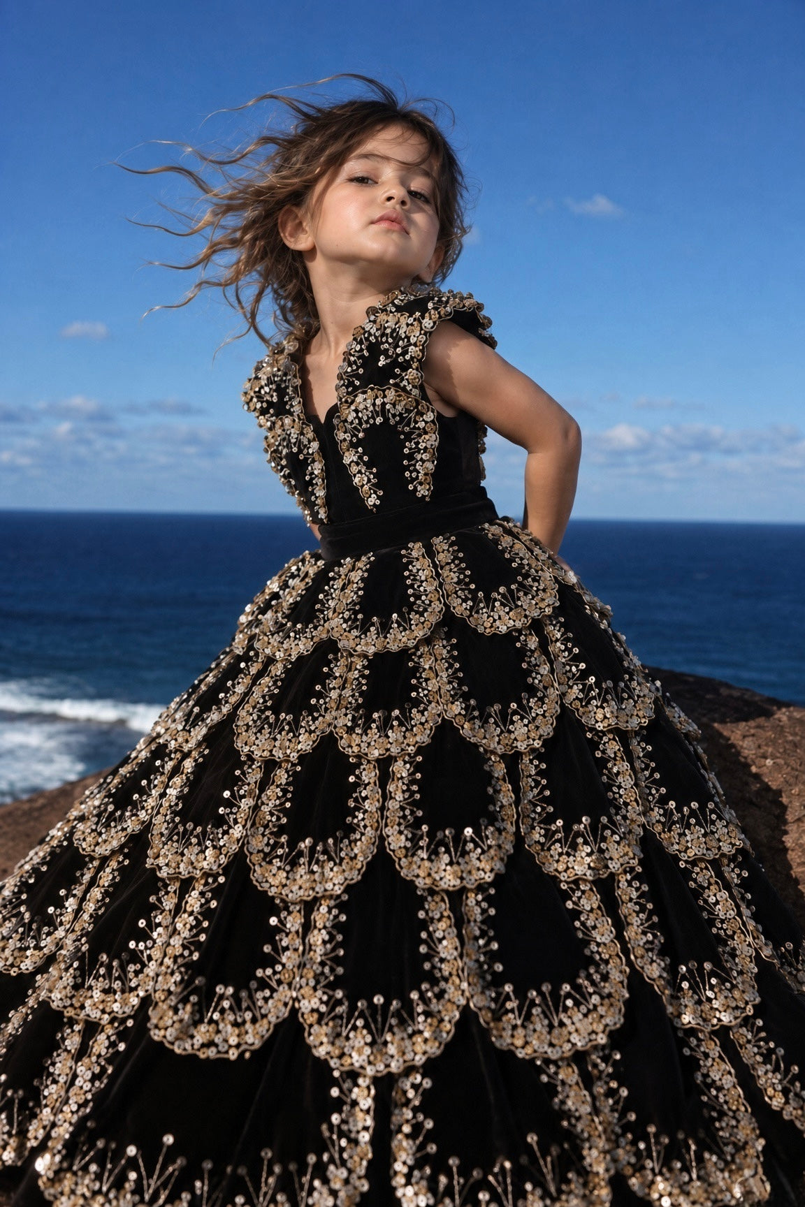 Black Celestial Petal Dress