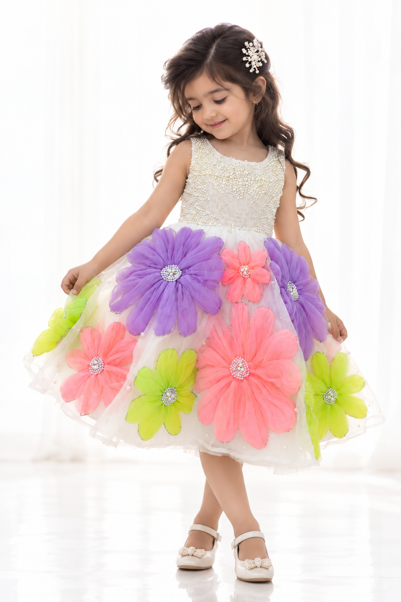 Signature 3D flower dress (knee length)