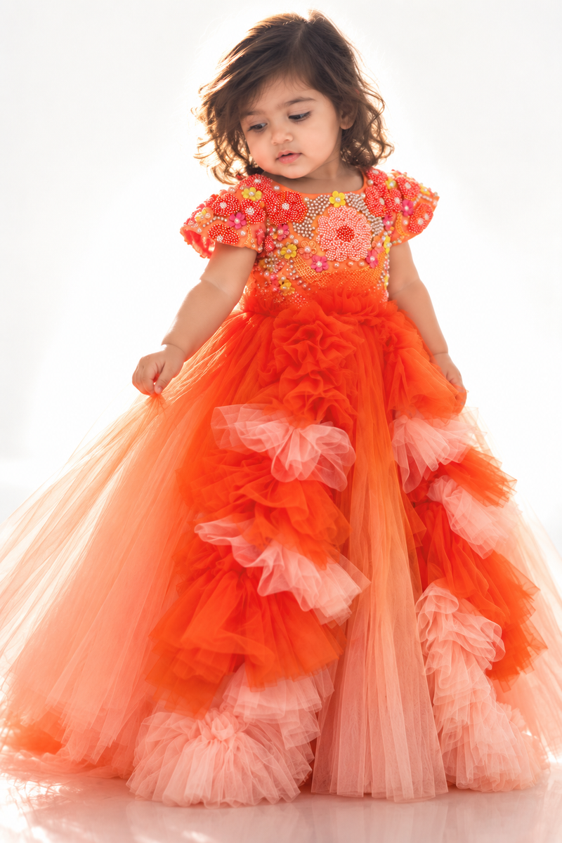 Tangerine Bloom Gown