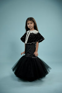 Black cape dress – Luxury Kids Dress | BK Gayatri Official