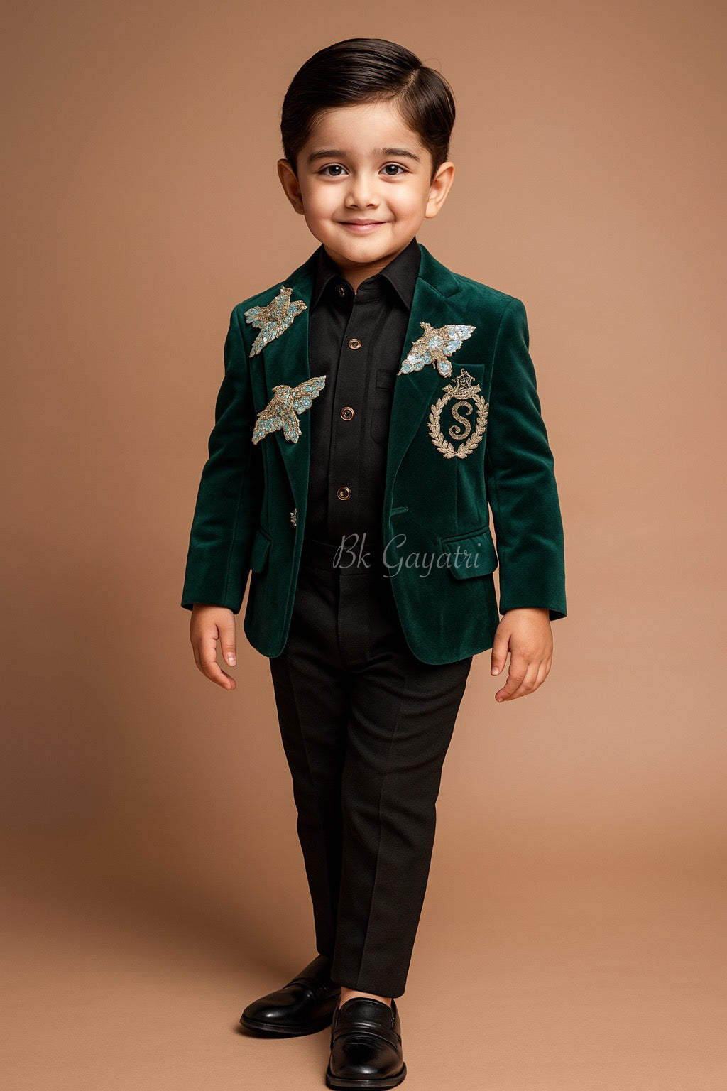 Bird velvet blazer set – Kids Designer Wear | BK Gayatri Official