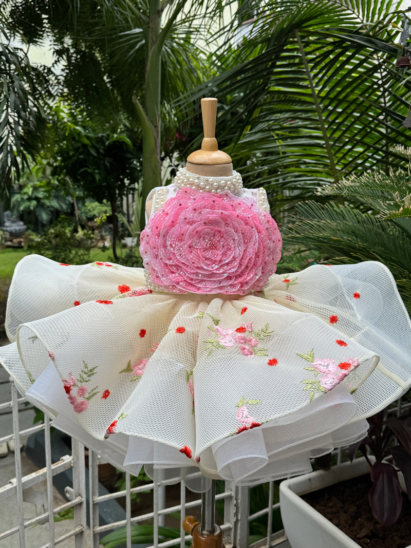 Knee length rose dress – Kids Designer Dress | BK Gayatri Official