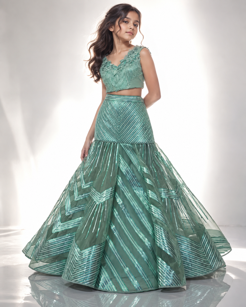 Metallic Mermaid Lehenga - BK Gayatri Official