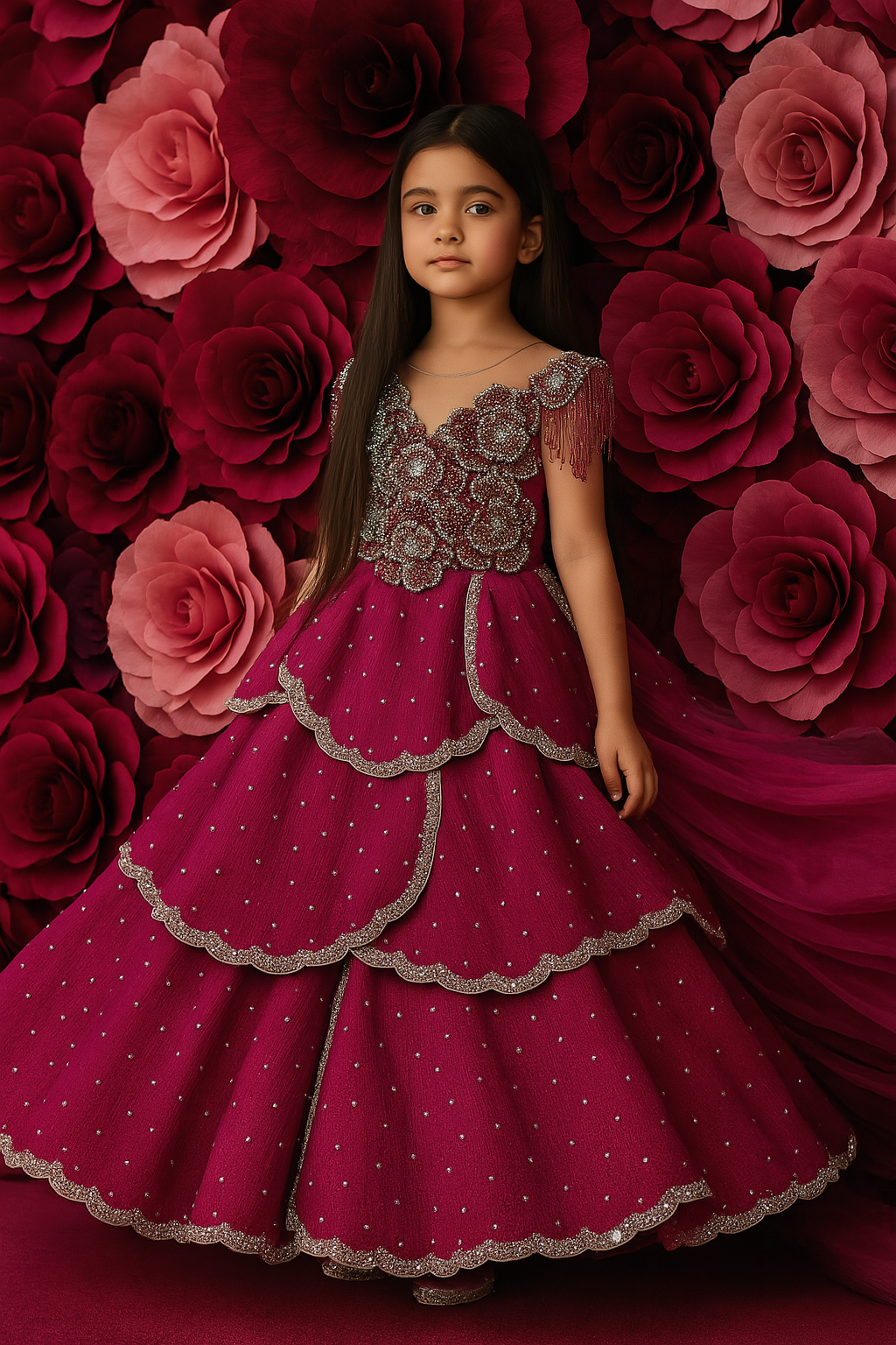 Flower tassel petal dress – Kids Designer Dress | BK Gayatri Official