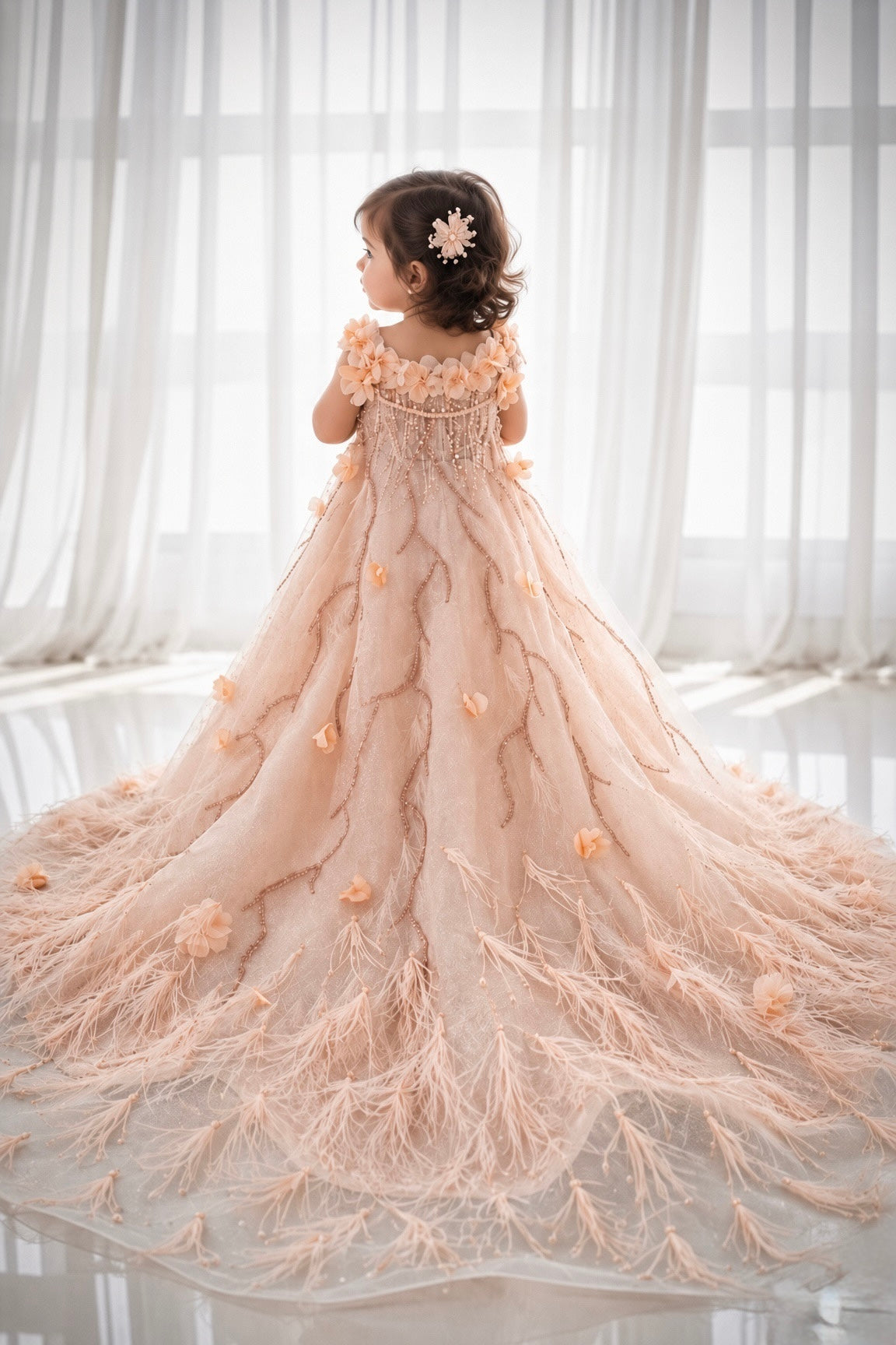 Couture-Feder-Cape-Trail-Kleid 