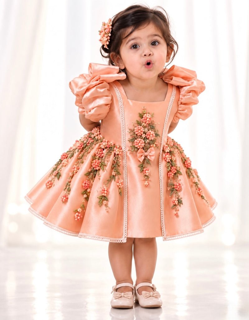 3D peach dress