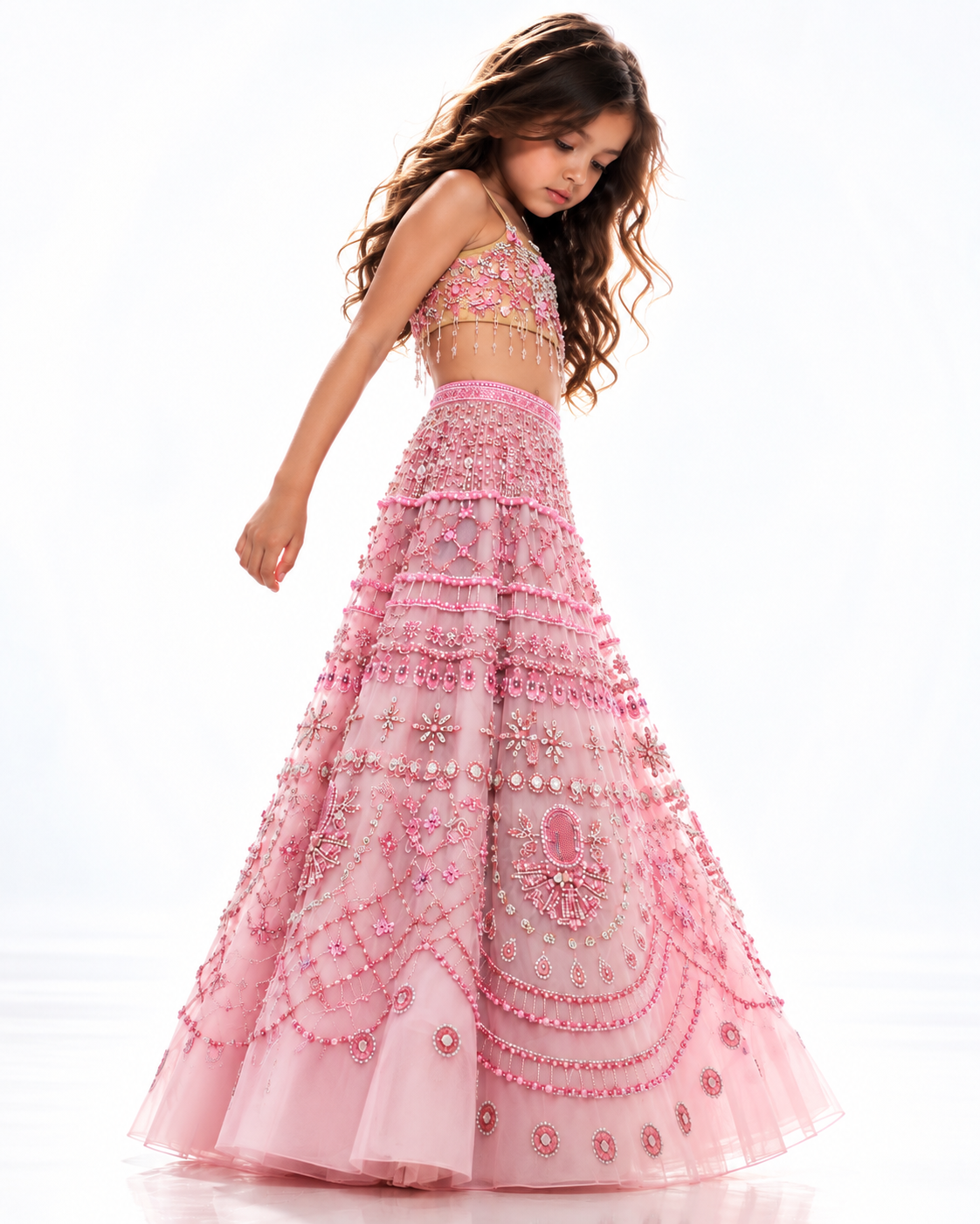 Pink swarowski lehenga