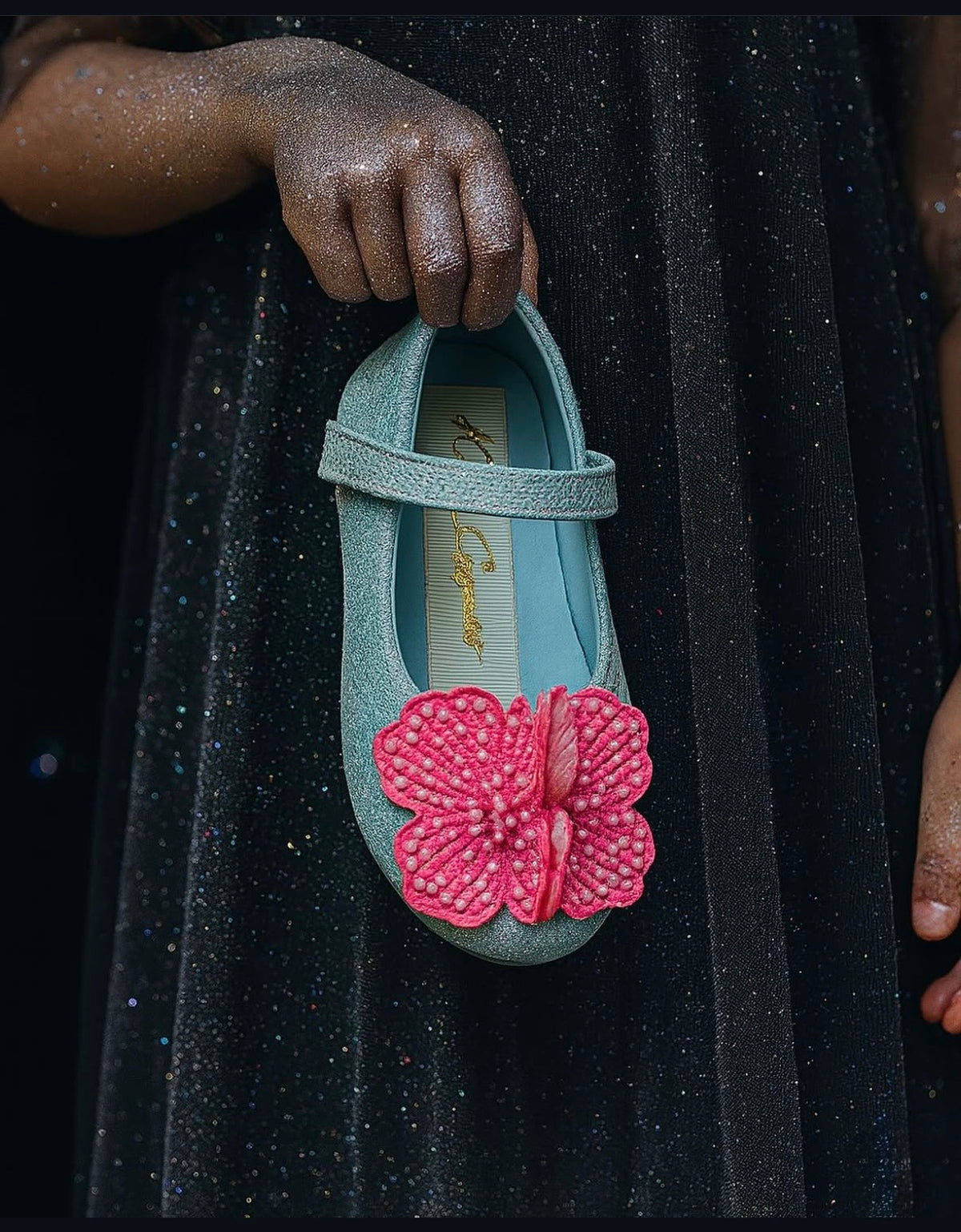 Blue and pink flower shoes