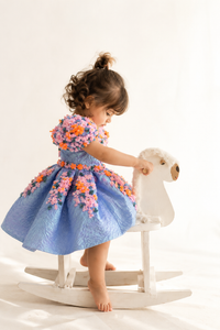 knee lenght 3d flowers dress - BK Gayatri Official
