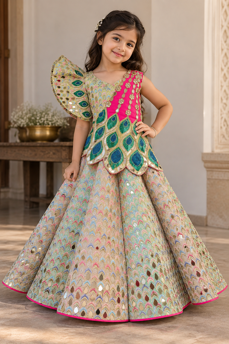Structured Peacock Lehenga