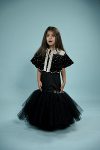 Black cape dress – Kids Designer Dress | BK Gayatri Official