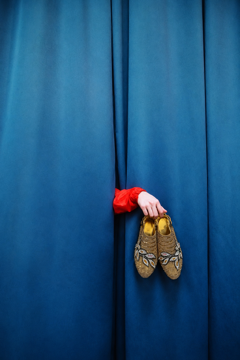 Sparkling golden diamond shoes