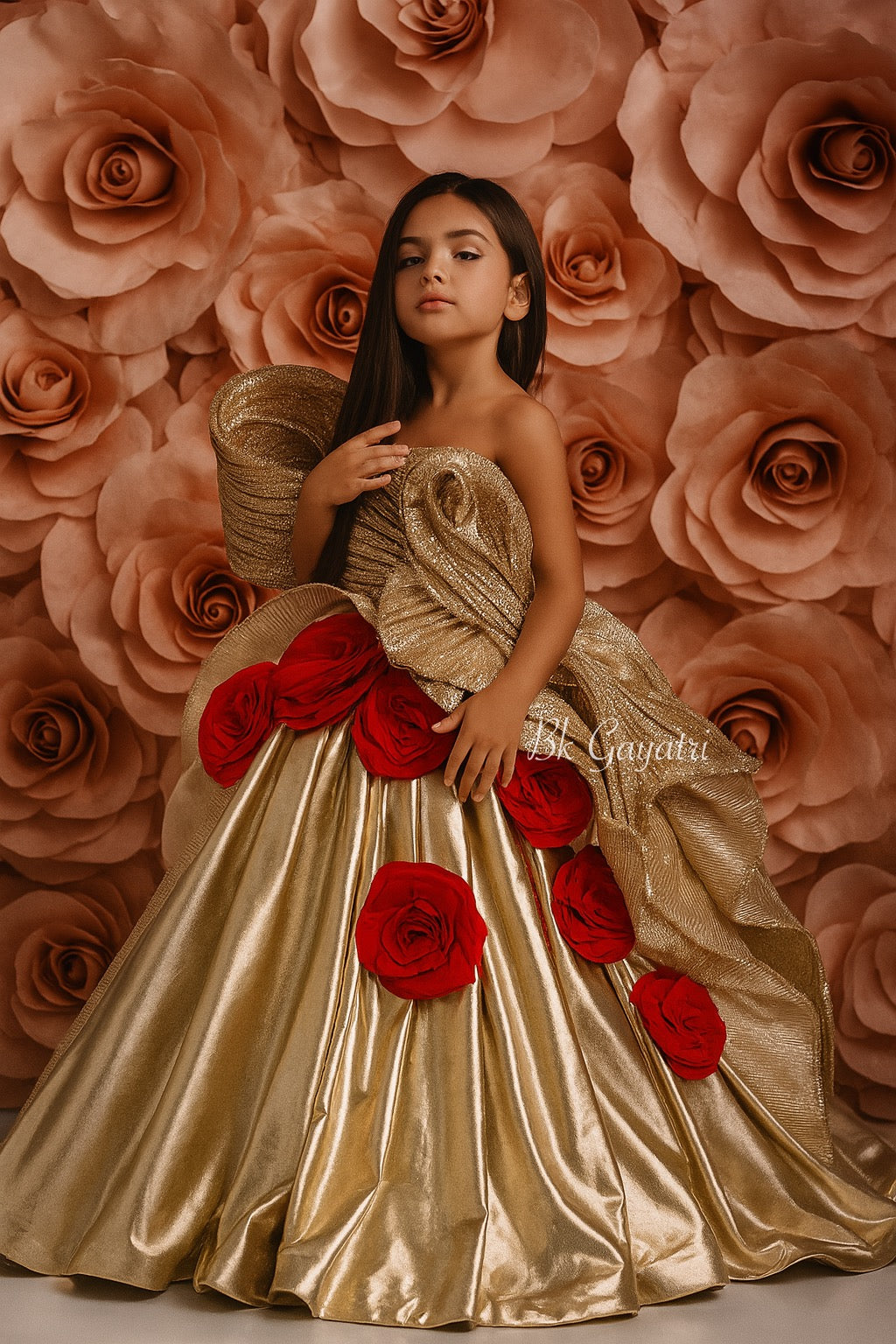 Golden Glory Gown – Kids Designer Gown | BK Gayatri Official