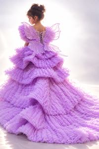 Haute-Couture-Kleid mit Struktur in Flieder 