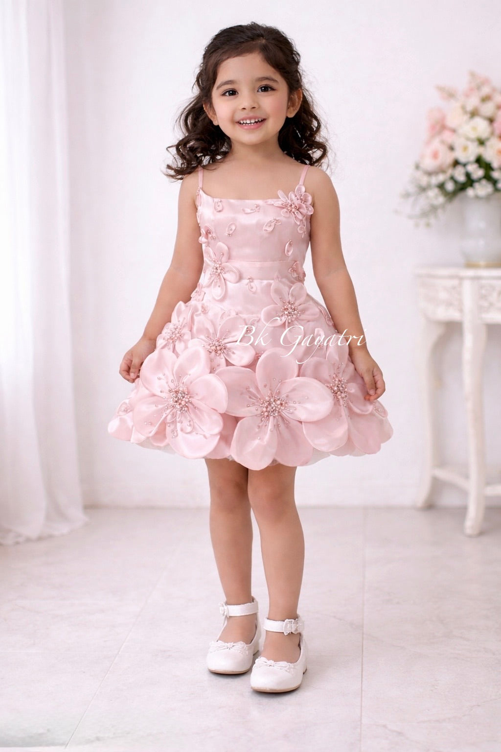 3D flower dress – Kids Designer Dress | BK Gayatri Official