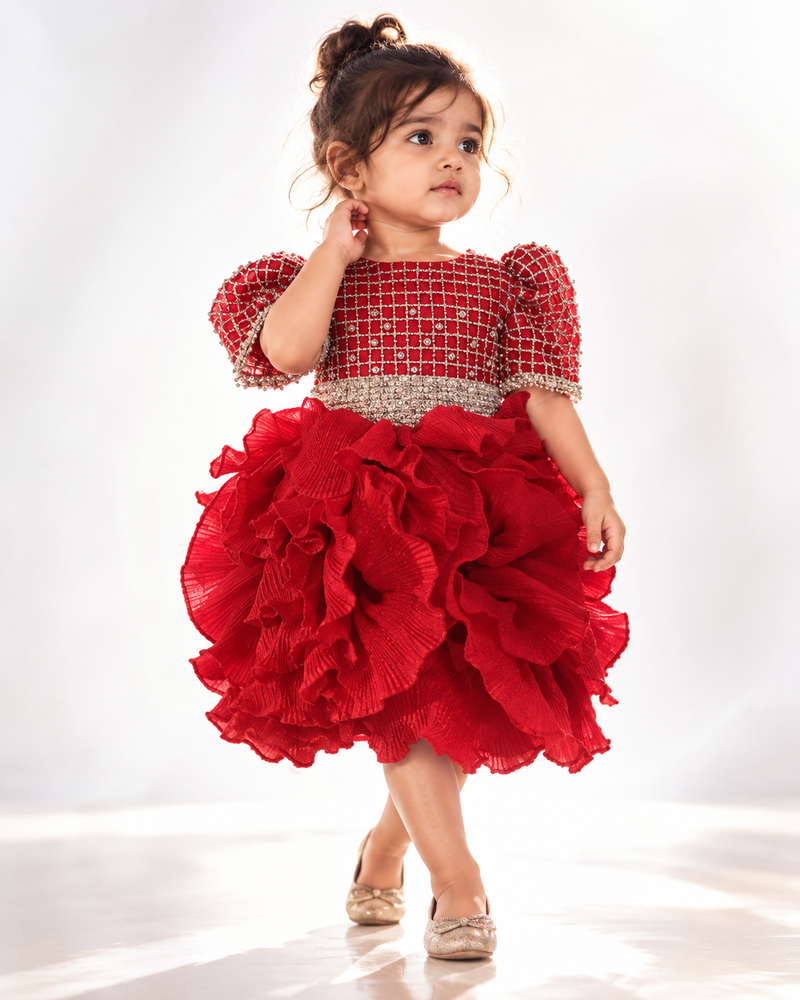 Knee Length Ruffle Dress - BK Gayatri Official