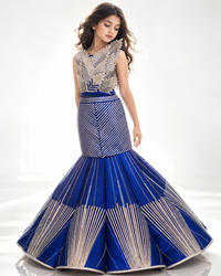 Electric Blue Metallic Lehenga - BK Gayatri Official