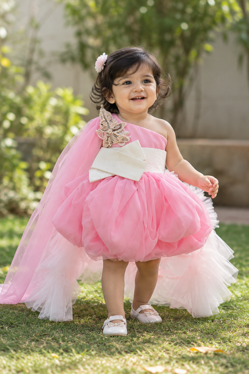 Glowing Pink draped Dress - BK Gayatri Official