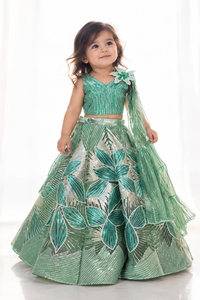 Green Metallic Lehenga - BK Gayatri Official