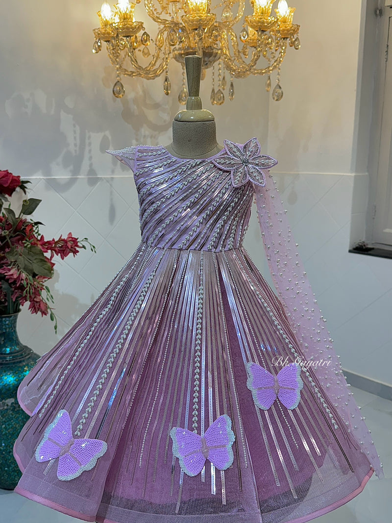 Metallic butterfly dress – Kids Designer Gown | BK Gayatri Official