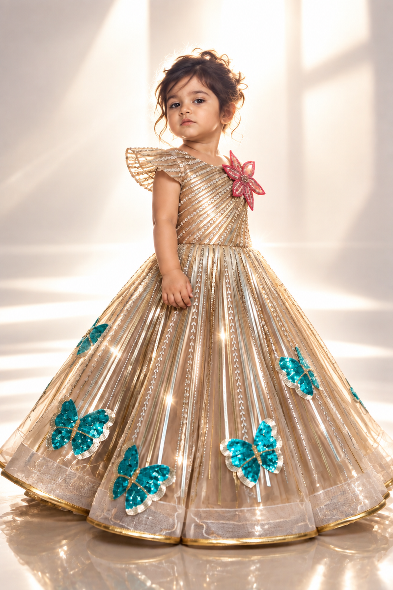 Metallic butterfly dress