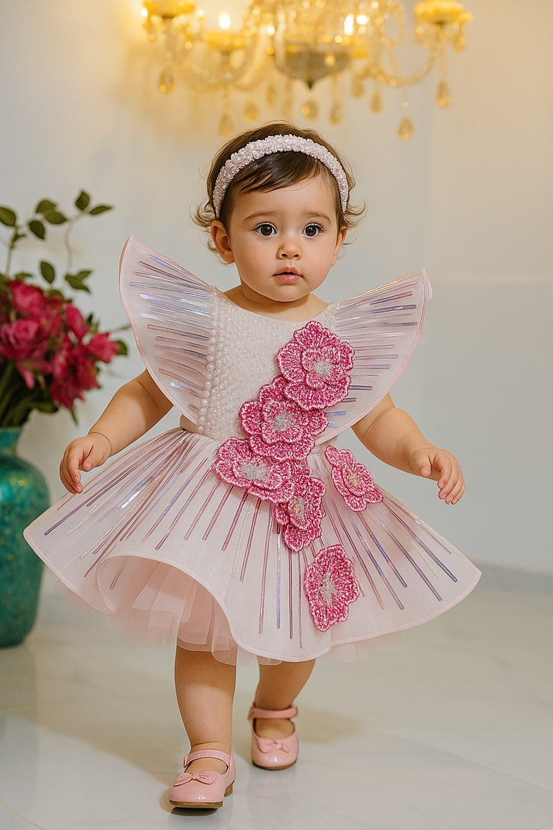 Metallic knee length dress – Kids Designer Dress | BK Gayatri Official