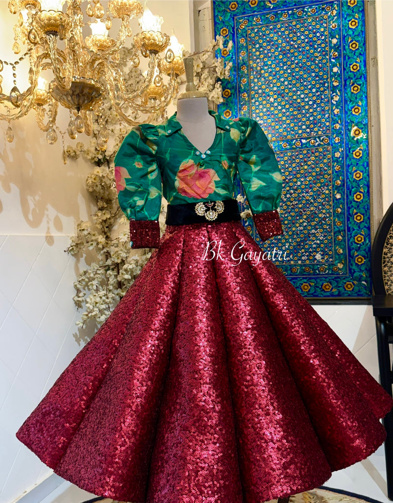 Red glam Lehenga – Kids Designer Lehenga | BK Gayatri Official