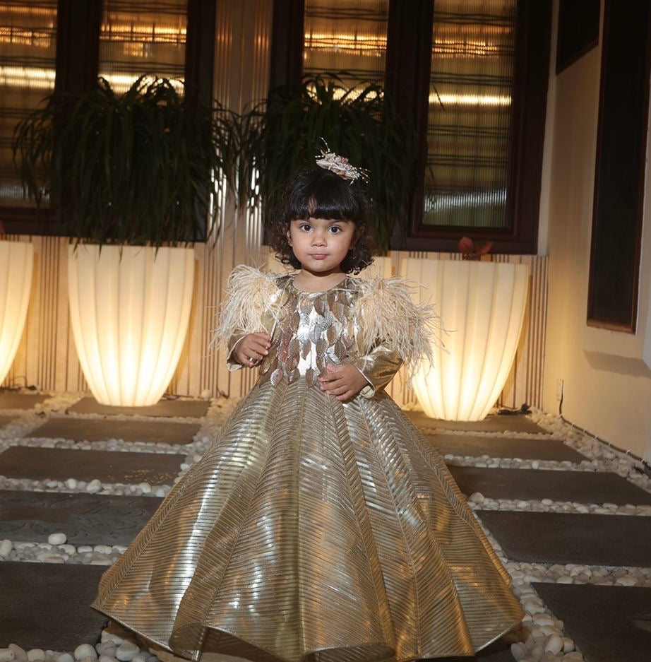 Gold Metallic gown – Kids Designer Gown | BK Gayatri Official