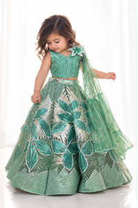 Green Metallic Lehenga - BK Gayatri Official