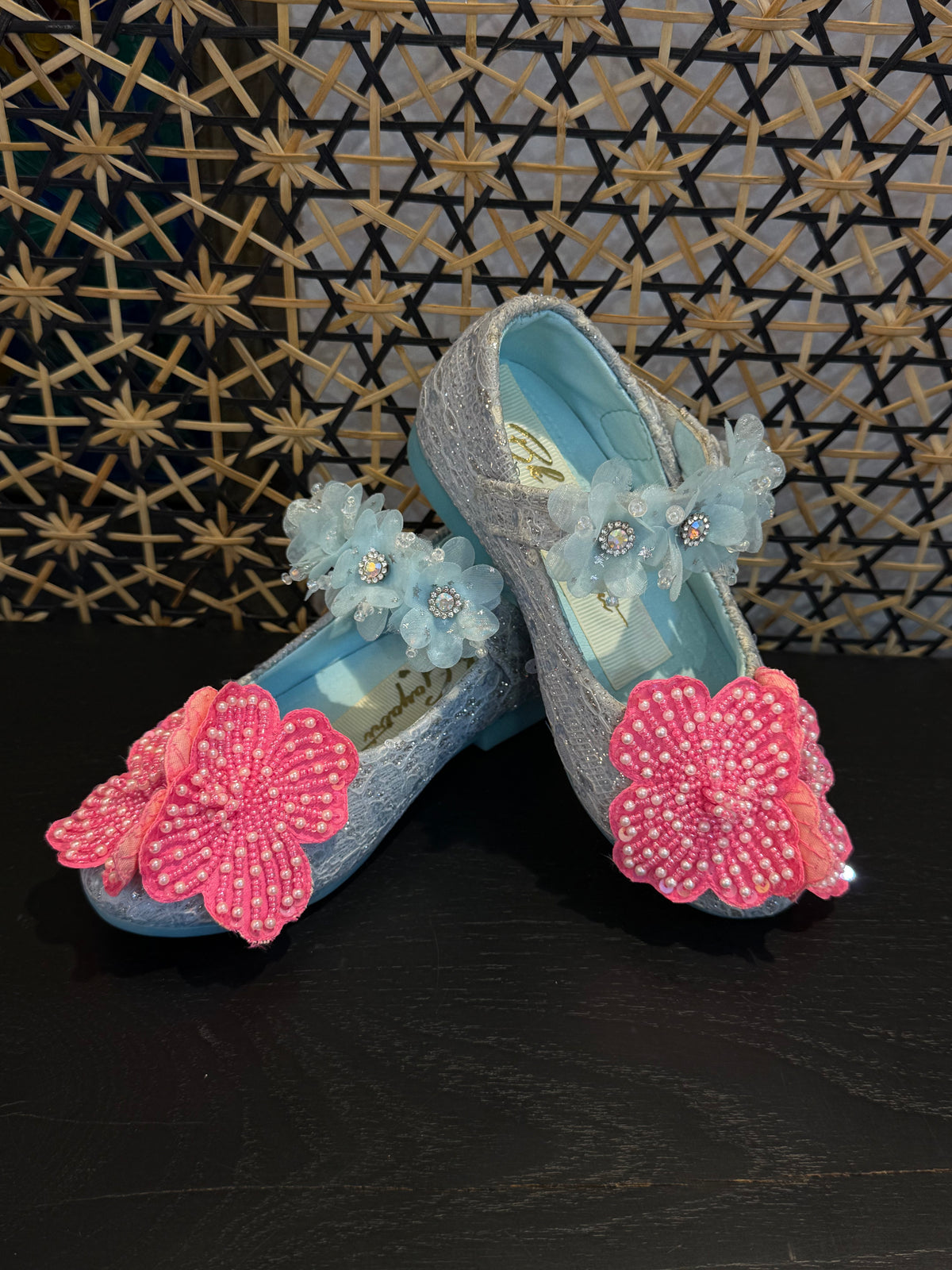 Blue and pink flower shoes – Kids Designer Wear | BK Gayatri Official