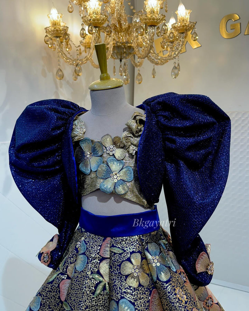 Blue Embroidered Lehenga – Kids Designer Lehenga | BK Gayatri Official