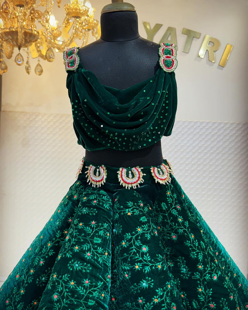 Classic Green Lehenga – Kids Designer Lehenga | BK Gayatri Official