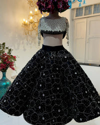 Black Structured Lehenga – Kids Designer Lehenga | BK Gayatri Official
