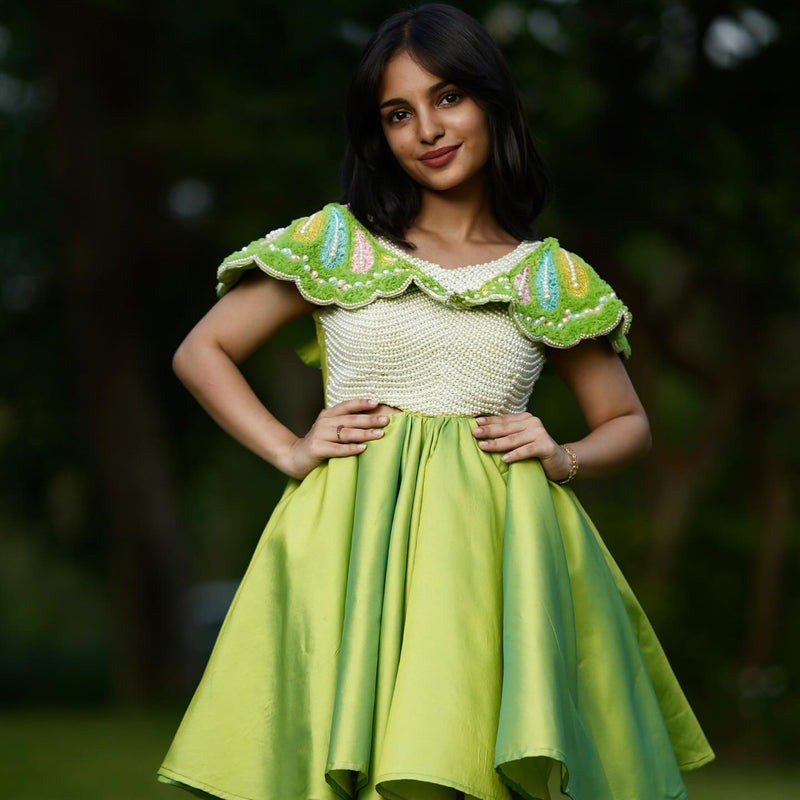 Green Butterfly dress – Kids Designer Dress | BK Gayatri Official