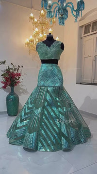 Metallische Meerjungfrau Lehenga