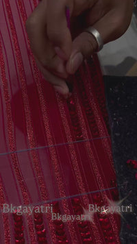 Red Metallic Lehenga