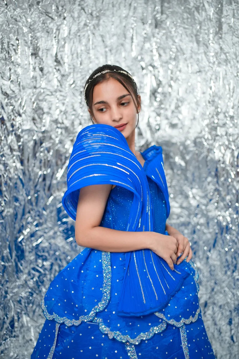 Blue petal dress – Kids Designer Dress | BK Gayatri Official