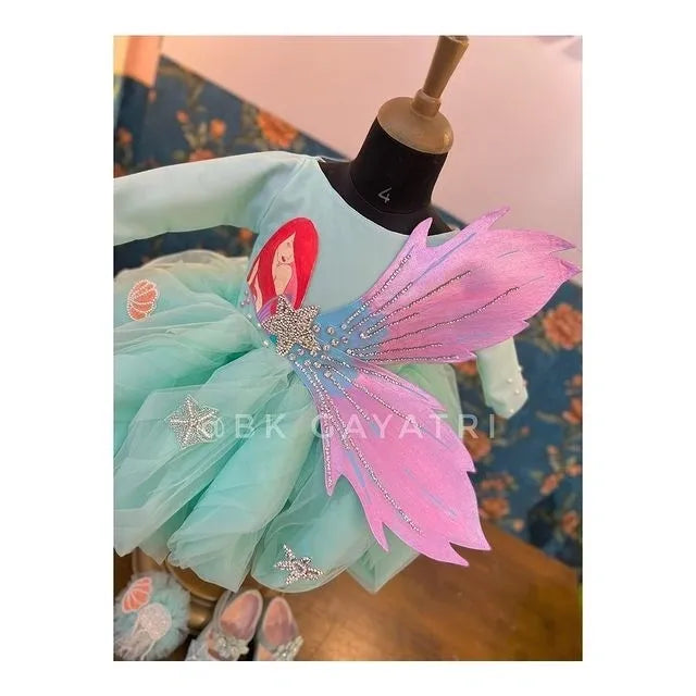 mermaid drapped Dress – Kids Designer Dress | BK Gayatri Official
