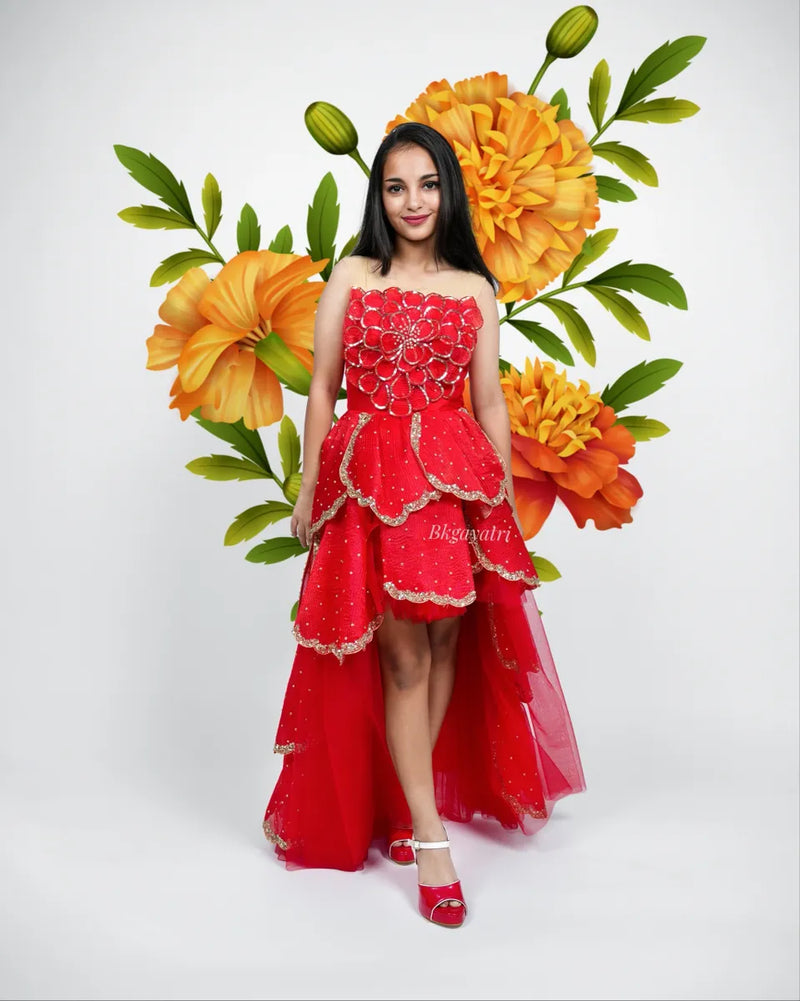 High low petal dress – Kids Designer Dress | BK Gayatri Official
