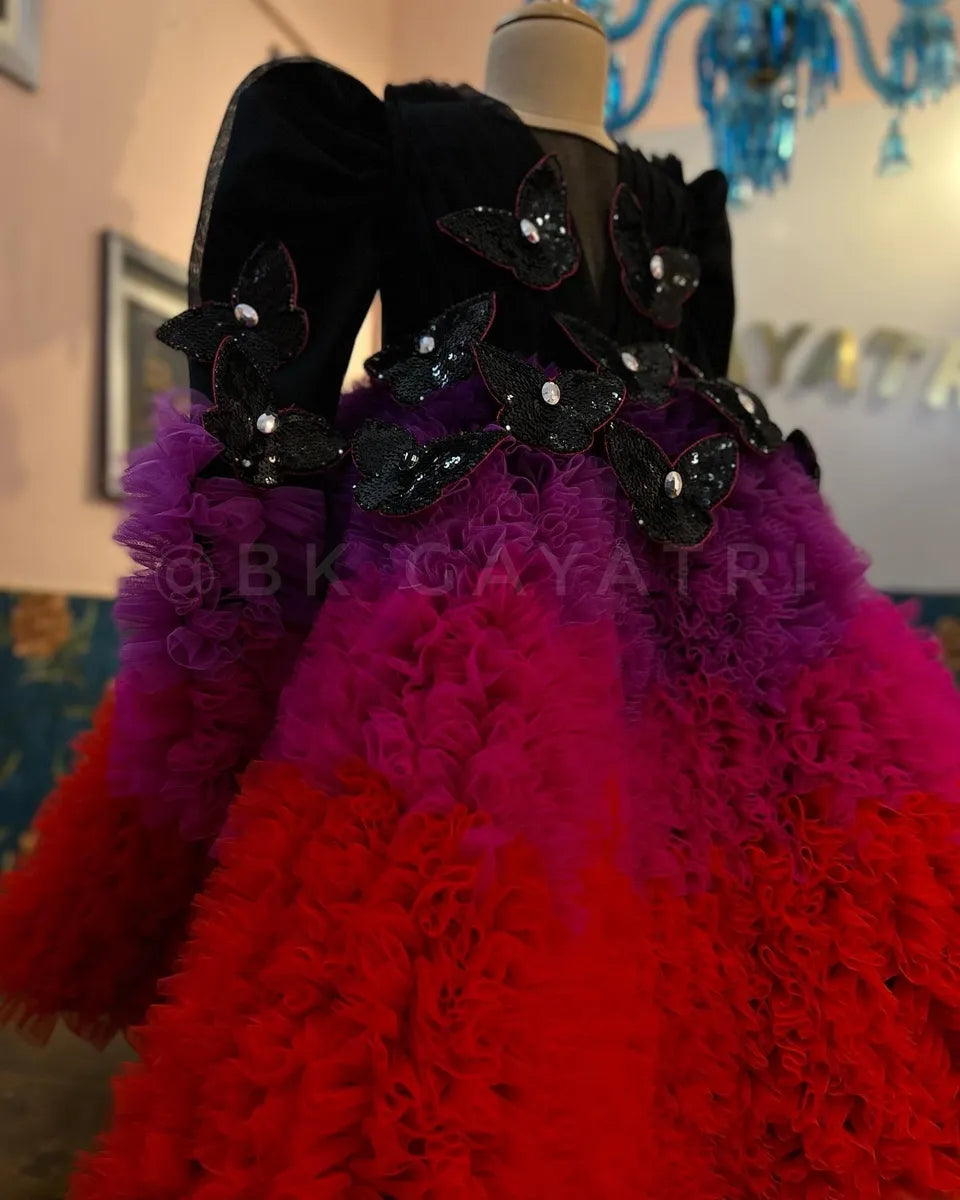 Black Butterfly Dress – Kids Designer Dress | BK Gayatri Official