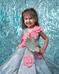 structured silver metallic dress – Luxury Kids Dress | BK Gayatri Official