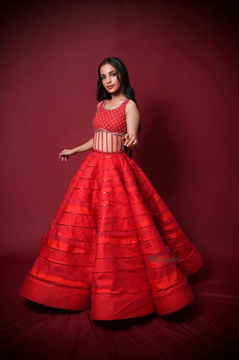 Red Corset Gown - BK Gayatri Official