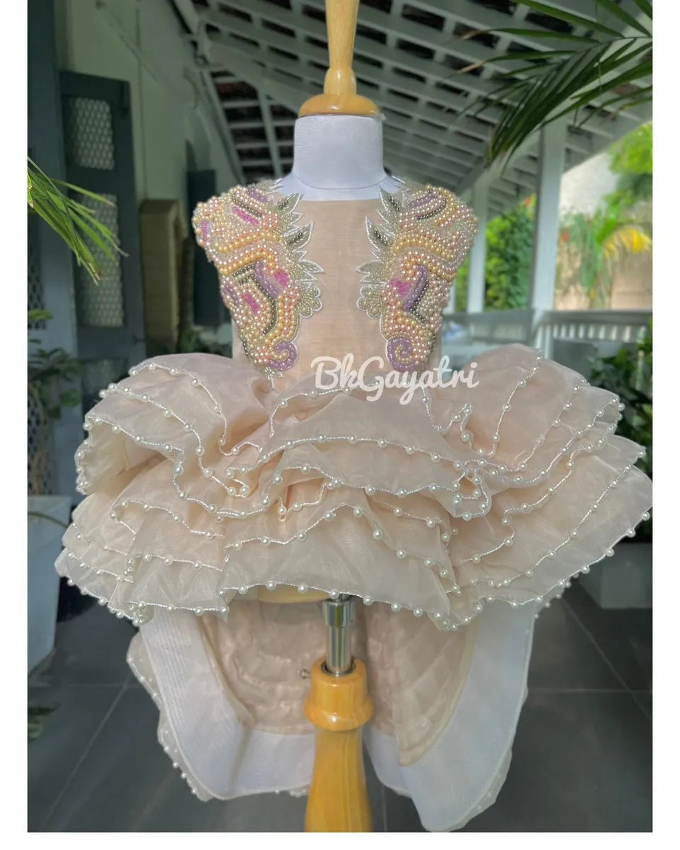 High Low Pearl Dress – Kids Designer Dress | BK Gayatri Official