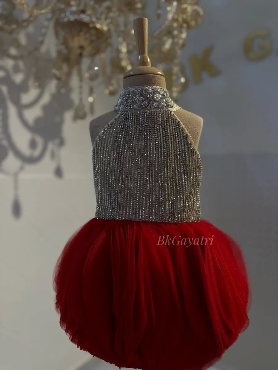 Swarowski pumpkin dress – Kids Designer Dress | BK Gayatri Official