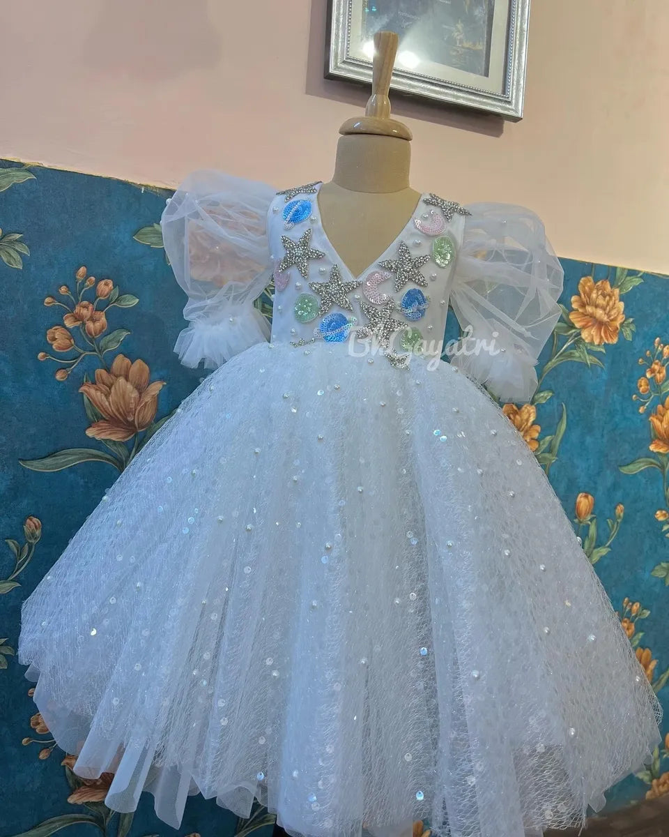 Calf length Glittery Galaxy Dress – Kids Designer Dress | BK Gayatri Official