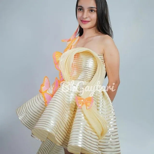 Butterfly Metallic Dress – Kids Designer Dress | BK Gayatri Official