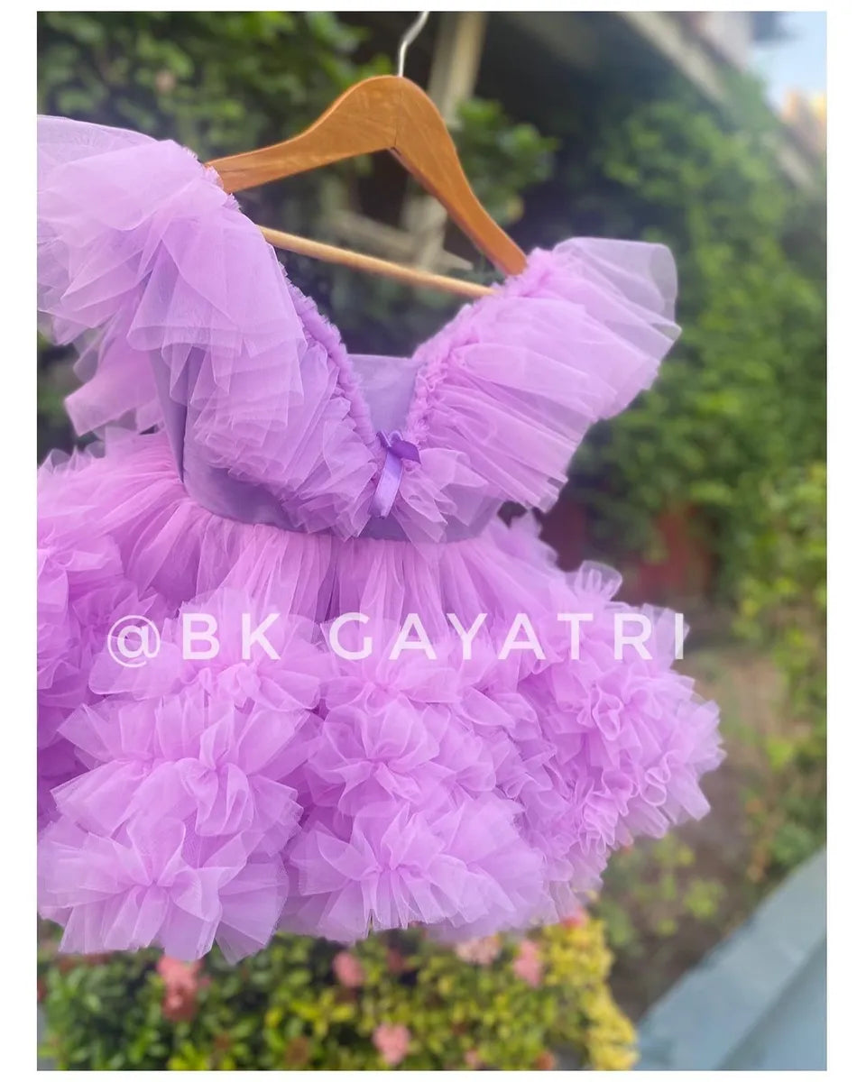 knee length Lilac Dress – Kids Designer Dress | BK Gayatri Official