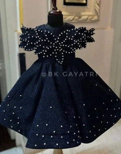 Blue Structured Shimmer Dress – Kids Designer Dress | BK Gayatri Official